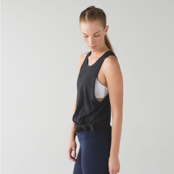 Lululemon Tie & Go Soft Pima Cotton Tank in Heathered Black - Picture 12 of 12